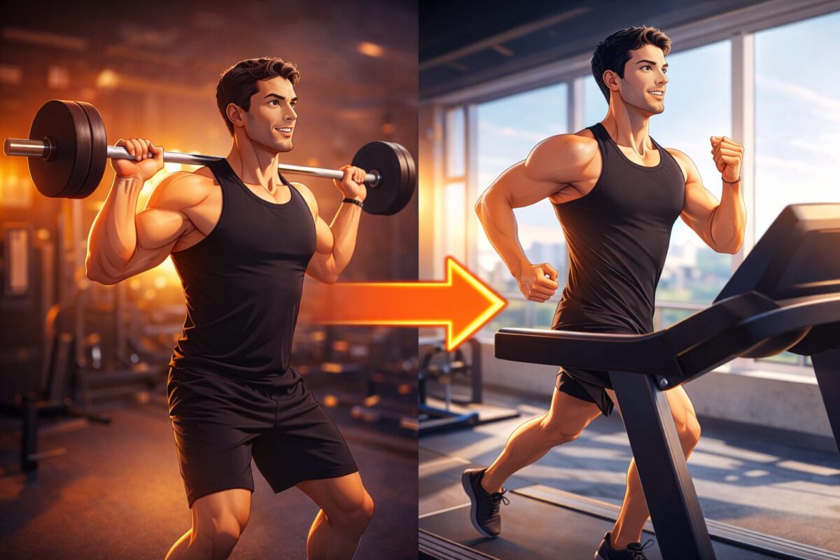 筋トレをして有酸素運動をする人