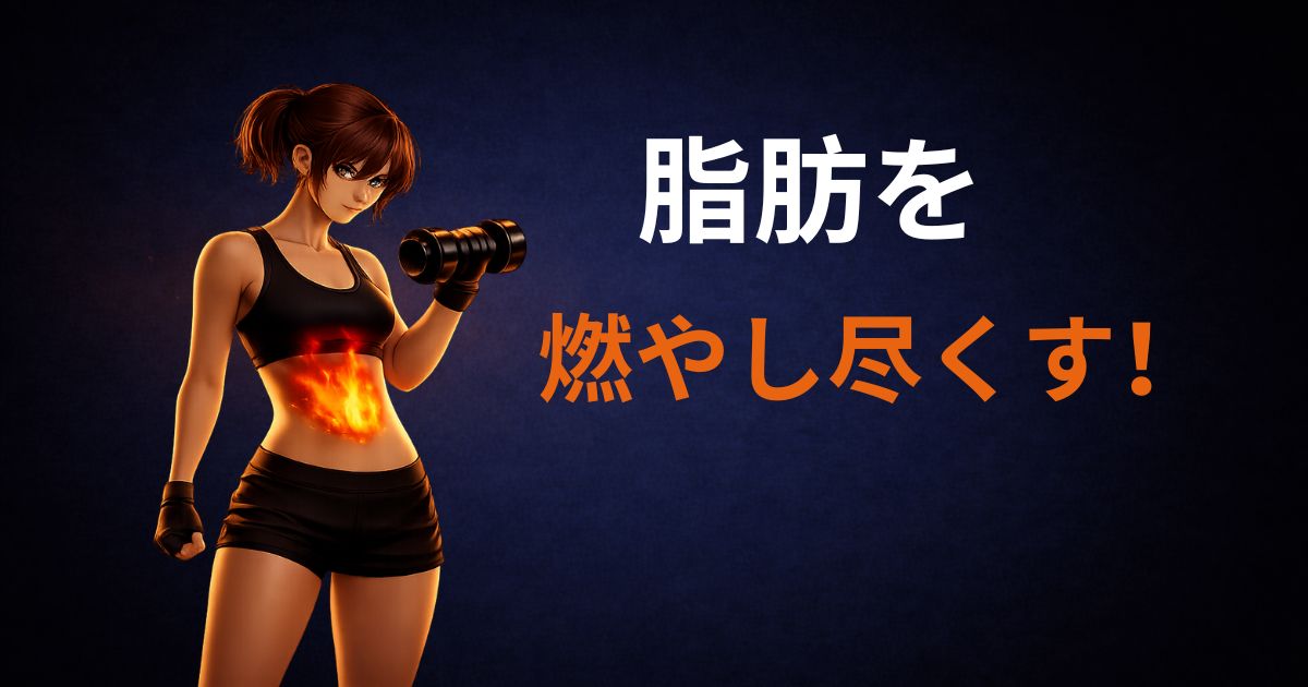 ダイエットで脂肪燃焼を高める筋トレを行う女性のイラスト