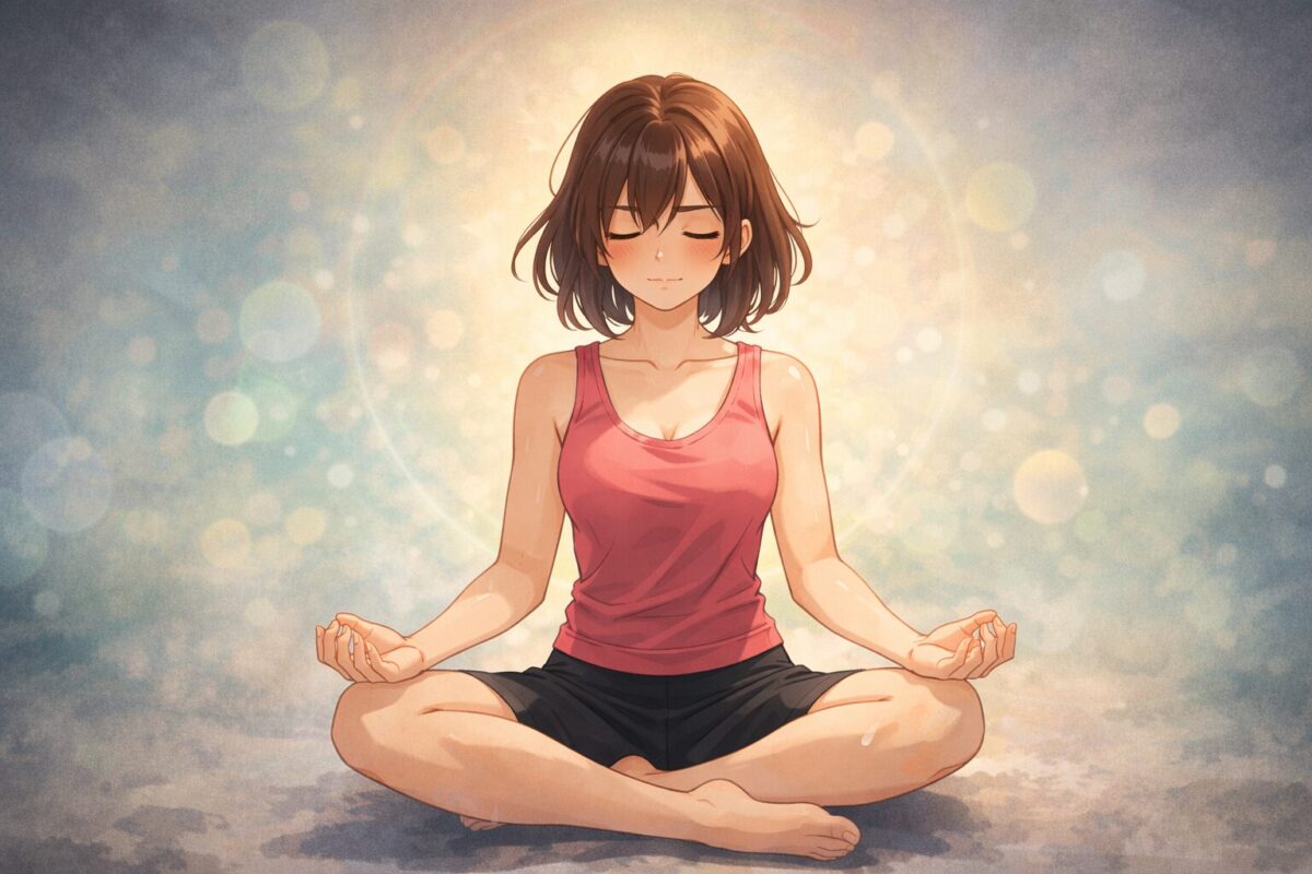 瞑想する女性。