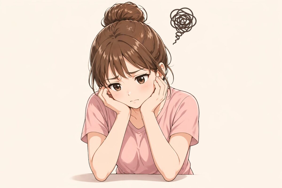 ダイエットが続かないことに悩む女性のイラスト